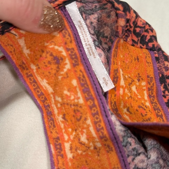 Free People Boho Orange Once Upon a Time Bell Deep V-neck Sleeve Romper Size Sm - Picture 5 of 9
